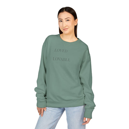 Loved Lovable Sweatshirt | Minimal Text Crewneck, Inspirational Typography