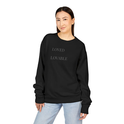 Loved Lovable Sweatshirt | Minimal Text Crewneck, Inspirational Typography