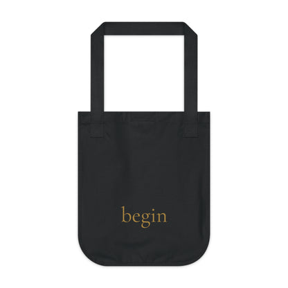 Begin Organic Canvas Tote — Minimalist 'begin' Inspirational Everyday Tote Bag
