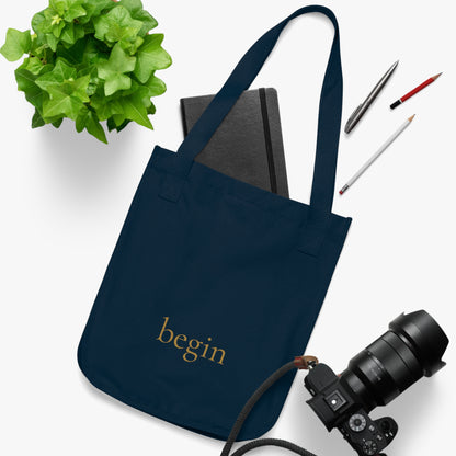 Begin Organic Canvas Tote — Minimalist 'begin' Inspirational Everyday Tote Bag