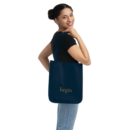 Begin Organic Canvas Tote — Minimalist 'begin' Inspirational Everyday Tote Bag