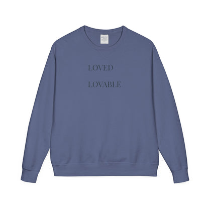 Loved Lovable Sweatshirt | Minimal Text Crewneck, Inspirational Typography