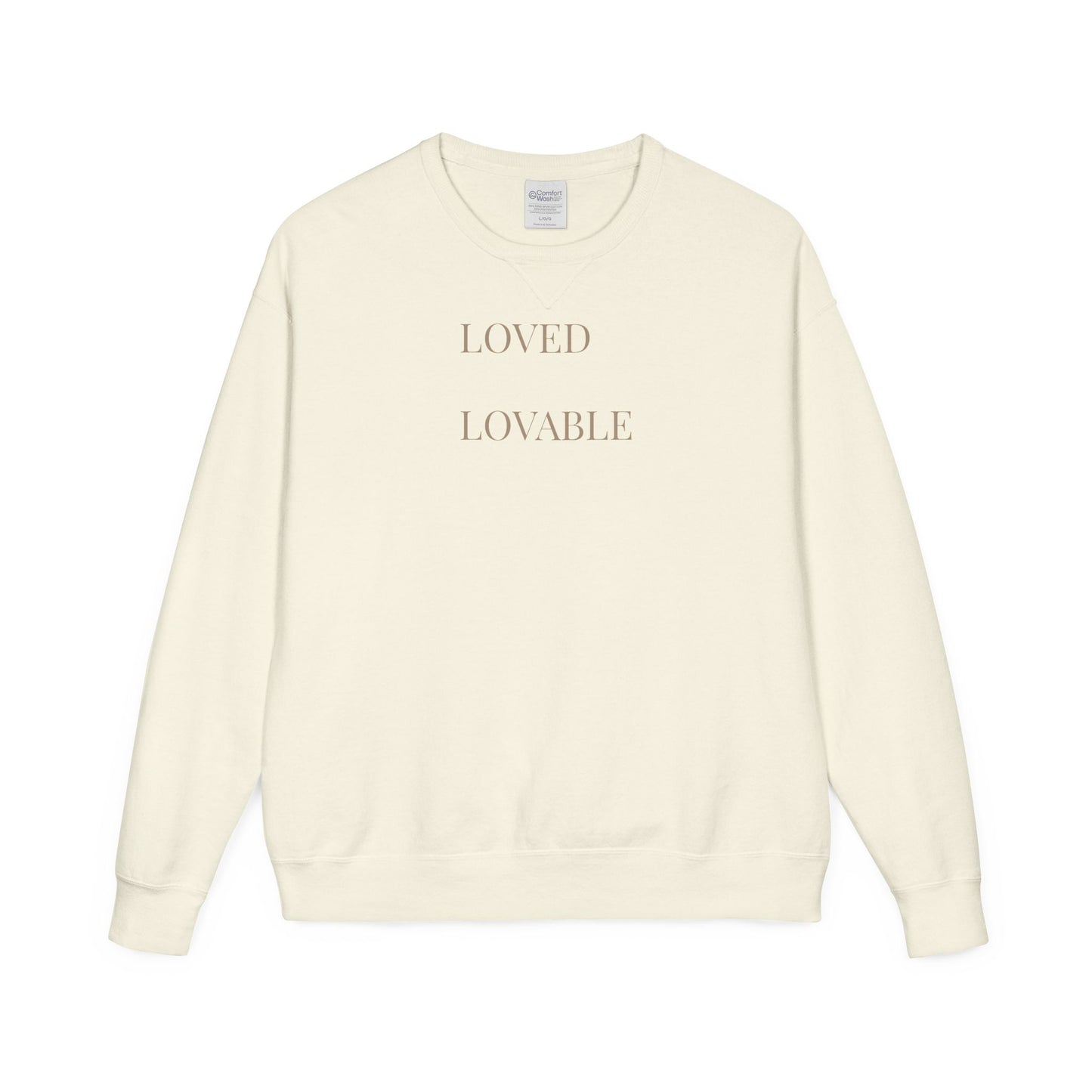Loved Lovable Sweatshirt | Minimal Text Crewneck, Inspirational Typography