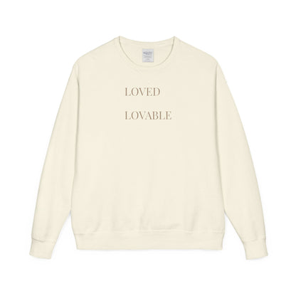 Loved Lovable Sweatshirt | Minimal Text Crewneck, Inspirational Typography