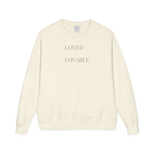 Loved Lovable Sweatshirt | Minimal Text Crewneck, Inspirational Typography
