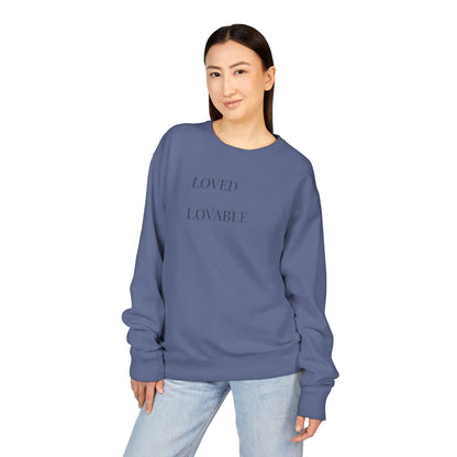 Loved Lovable Sweatshirt | Minimal Text Crewneck, Inspirational Typography