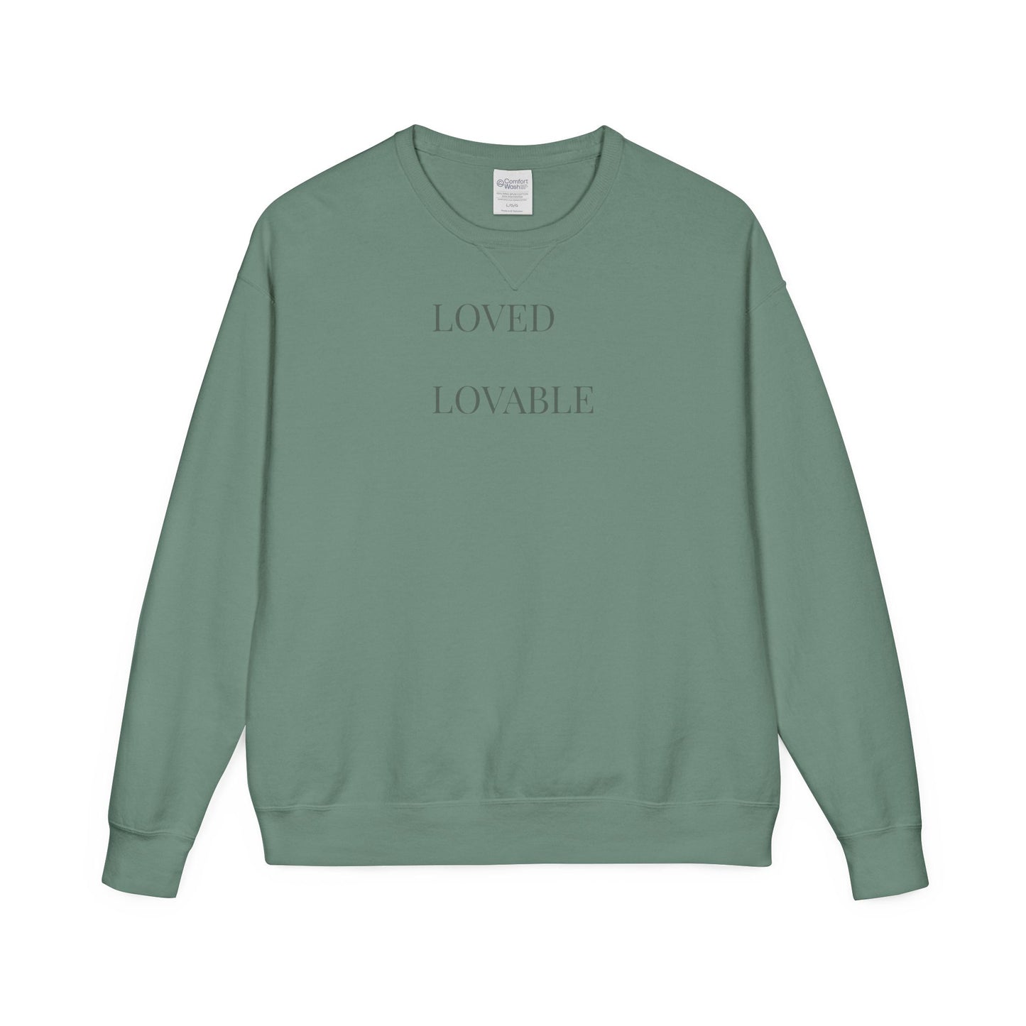 Loved Lovable Sweatshirt | Minimal Text Crewneck, Inspirational Typography