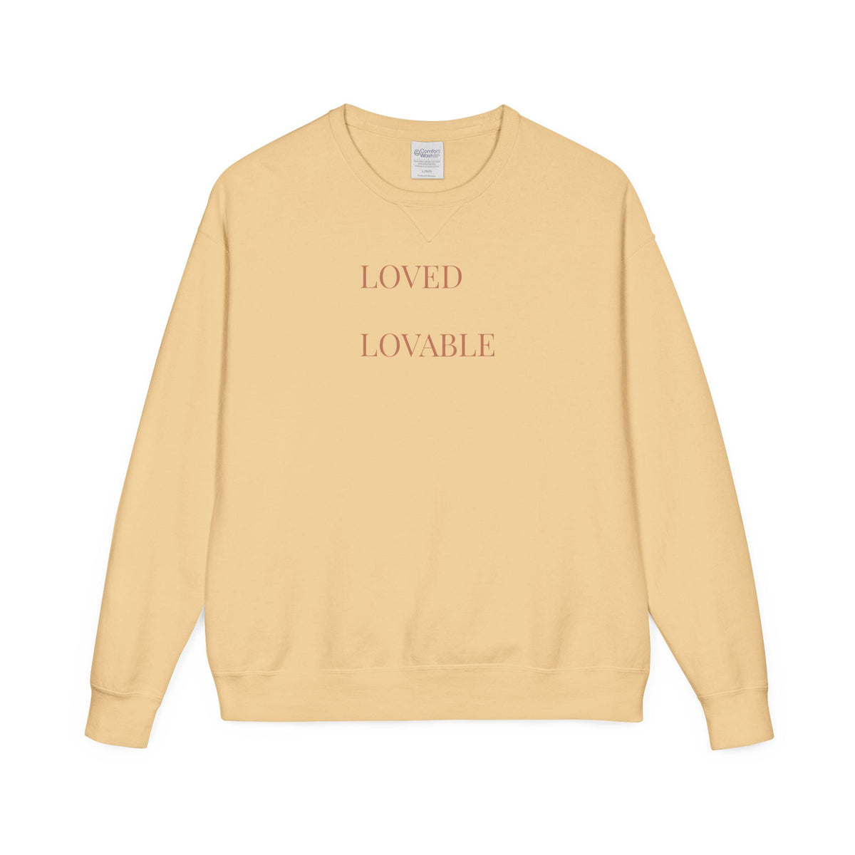 Loved Lovable Sweatshirt | Minimal Text Crewneck, Inspirational Typography
