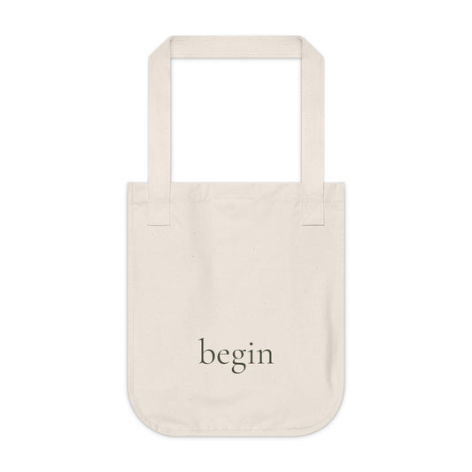 Begin Organic Canvas Tote — Minimalist 'begin' Inspirational Everyday Tote Bag