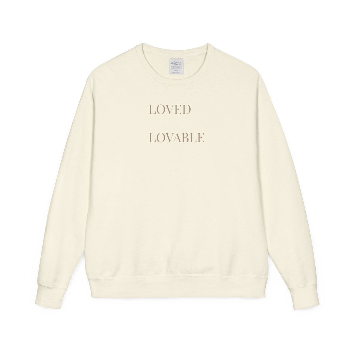 Loved Lovable Sweatshirt | Minimal Text Crewneck, Inspirational Typography