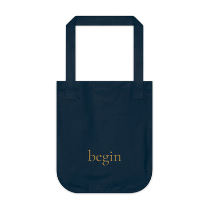 Begin Organic Canvas Tote — Minimalist 'begin' Inspirational Everyday Tote Bag