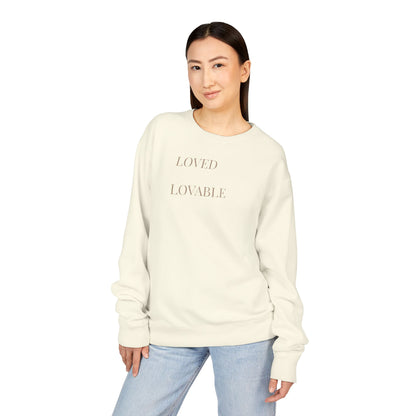 Loved Lovable Sweatshirt | Minimal Text Crewneck, Inspirational Typography
